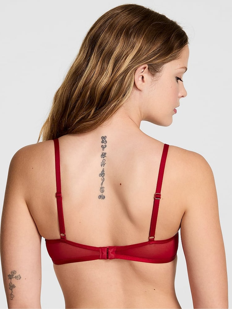 Victoria's Secret Pink Red Lacquer Push Up Mesh Diamonte Bra - Image 2 of 4 Victoria's Secret Pink Red Lacquer Push Up Mesh Diamonte Bra - Image 2 of 4