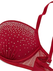 Victoria's Secret Pink Red Lacquer Push Up Mesh Diamonte Bra - Image 4 of 4