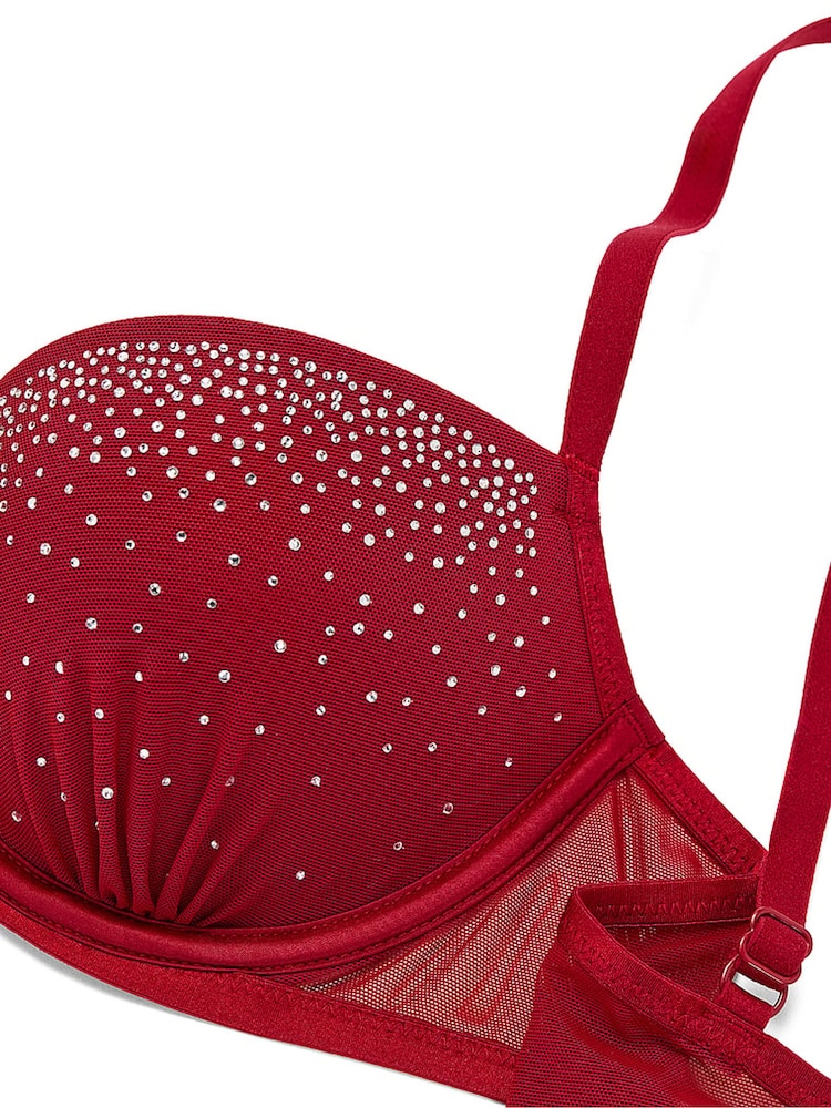 Victoria's Secret Pink Red Lacquer Push Up Mesh Diamonte Bra - Image 4 of 4 Victoria's Secret Pink Red Lacquer Push Up Mesh Diamonte Bra - Image 4 of 4