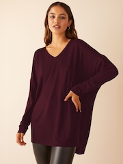Friends Like These Berry Red Long Sleeve Tunic - Image 1 of 4