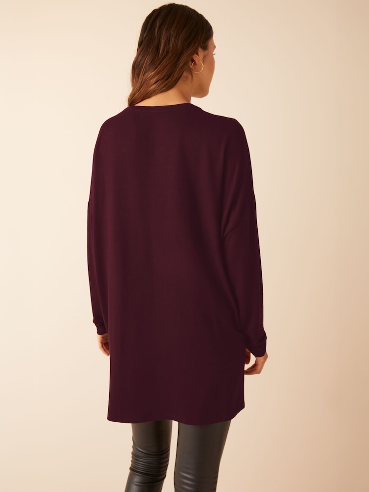 Friends Like These Berry Red Long Sleeve Tunic - Image 2 of 4