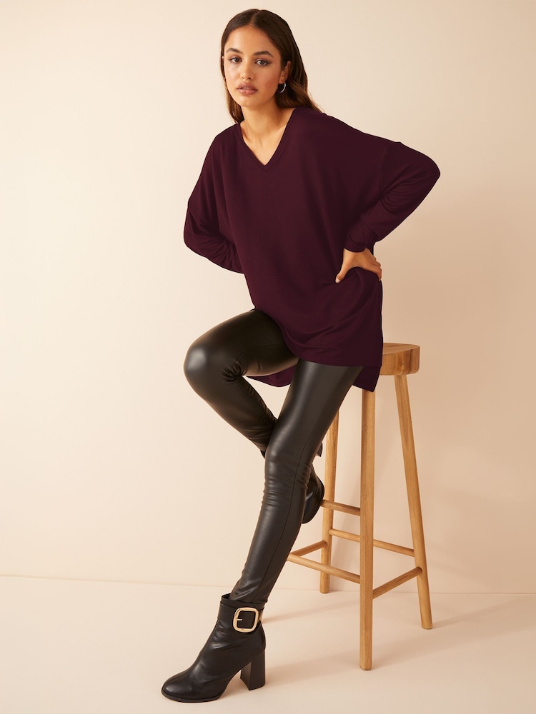 Friends Like These Berry Red Long Sleeve Tunic - Image 4 of 4