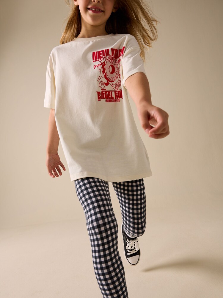 Black and White Gingham Leggings (3-16yrs) - Image 1 of 5 Black and White Gingham Leggings (3-16yrs) - Image 1 of 5