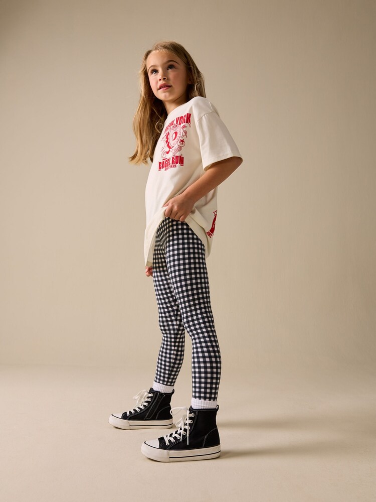 Black and White Gingham Leggings (3-16yrs) - Image 2 of 5 Black and White Gingham Leggings (3-16yrs) - Image 2 of 5