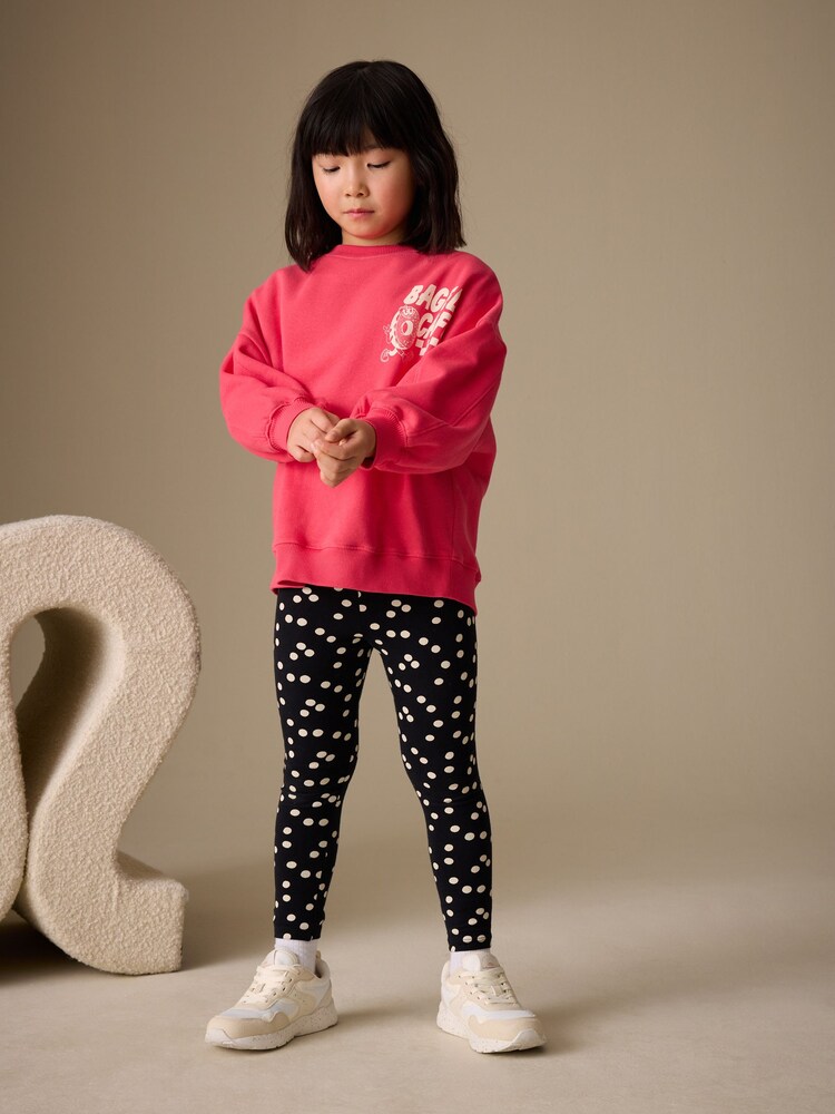 Black/White Spot Leggings (3-16yrs) - Image 2 of 3 Black/White Spot Leggings (3-16yrs) - Image 2 of 3