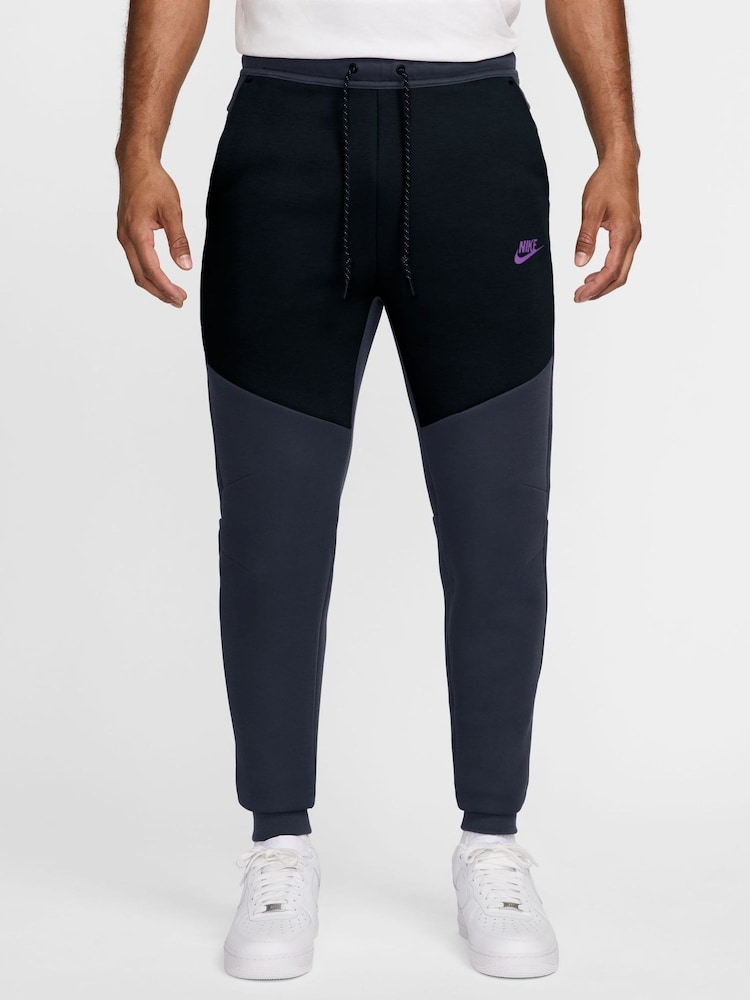Nike Black Purple Tech Fleece Joggers - Image 1 of 5 Nike Black Purple Tech Fleece Joggers - Image 1 of 5