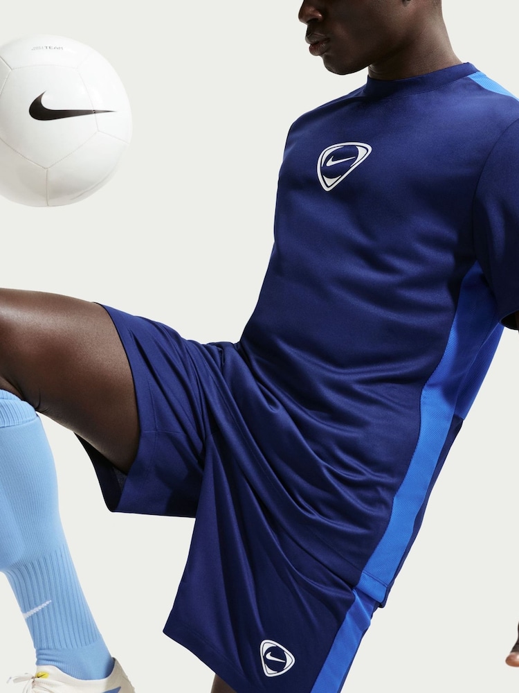 Nike Blue Dri-FIT Academy Graphic Training Shorts - Image 7 of 7