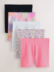 Purple/Pink/Animal Cycle Shorts 5 Pack (3-16yrs) - Image 1 of 9