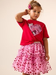 Pink/Red Heart Pull On Mesh Skirt (3-16yrs) - Image 4 of 8