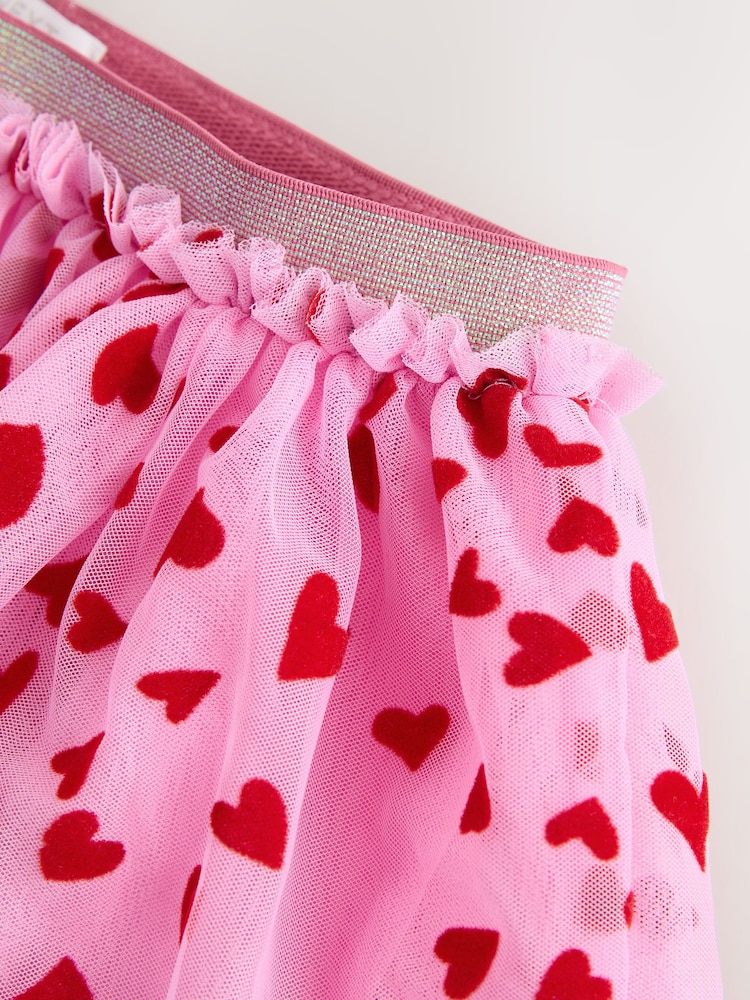 Pink/Red Heart Pull On Mesh Skirt (3-16yrs) - Image 8 of 8