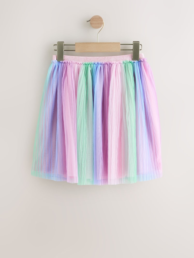 Pink/Rainbow Pull On Mesh Skirt (3-16yrs) - Image 1 of 4 Pink/Rainbow Pull On Mesh Skirt (3-16yrs) - Image 1 of 4