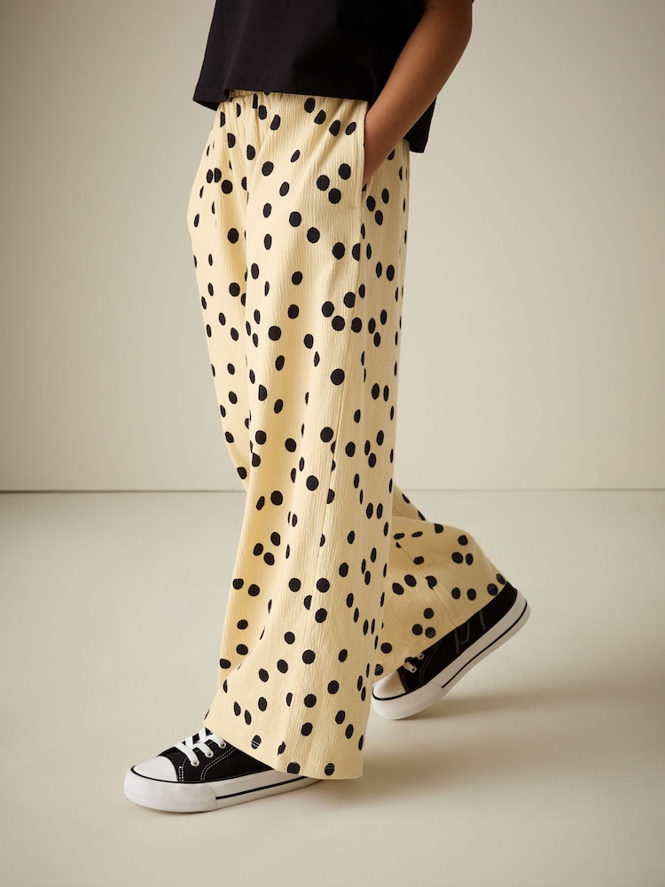 Yellow Spot Wide Leg Textured Trousers (3-16yrs) - Image 1 of 8 Yellow Spot Wide Leg Textured Trousers (3-16yrs) - Image 1 of 8