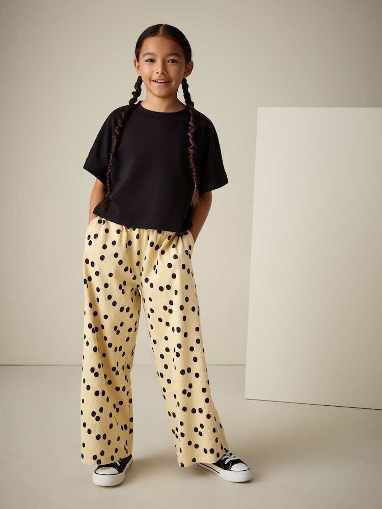 Yellow Spot Wide Leg Textured Trousers (3-16yrs) - Image 2 of 8 Yellow Spot Wide Leg Textured Trousers (3-16yrs) - Image 2 of 8
