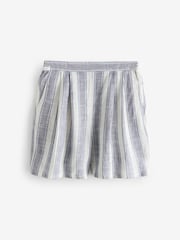 Blue Linen Blend Longer Lenght Stripe Shorts - Image 1 of 1