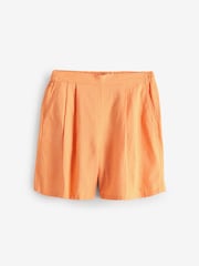 Orange Linen Blend Pull On Shorts - Image 1 of 1