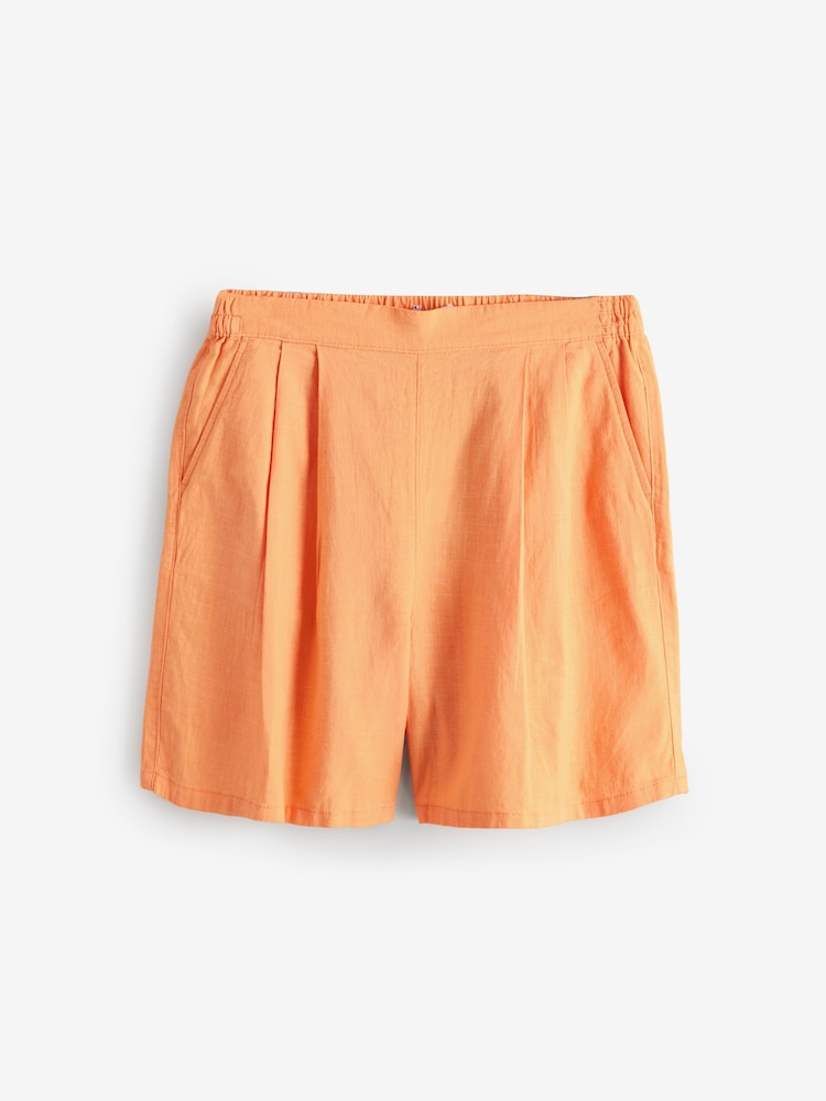 Orange Linen Blend Pull On Shorts - Image 1 of 1