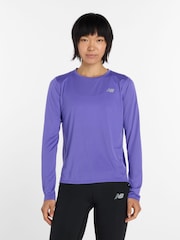 New Balance Purple Sports Essential Long Sleeve Top - Image 1 of 6