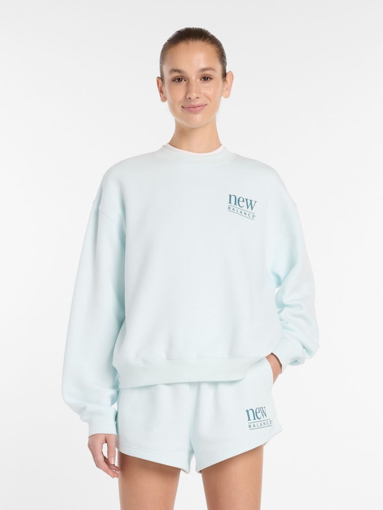 New Balance Mint Green Womens Reimagined Crew Sweat Top - Image 1 of 6