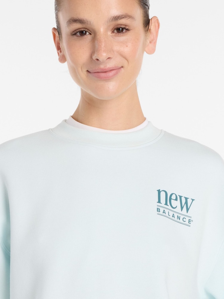 New Balance Mint Green Womens Reimagined Crew Sweat Top - Image 6 of 6
