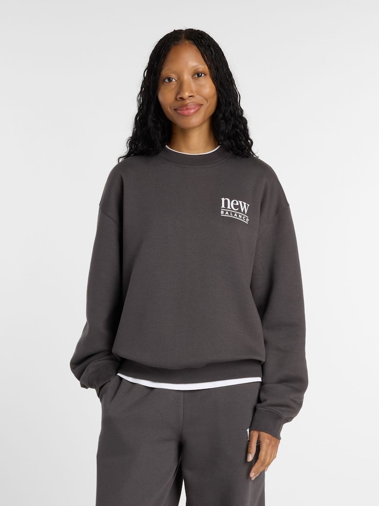 New Balance Black Womens Reimagined Crew Sweat Top - Image 1 of 6