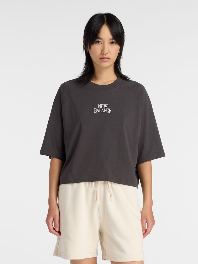 New Balance Brown Linear Heritage Raglan T-Shirt - Image 1 of 6 New Balance Brown Linear Heritage Raglan T-Shirt - Image 1 of 6