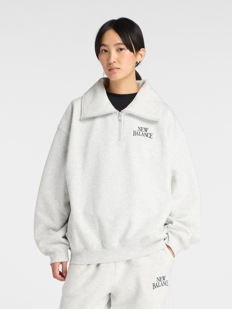 New Balance Green Linear Heritage Half Zip Top - Image 1 of 9