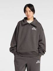 New Balance Brown Linear Heritage Fleece Half Zip - Image 1 of 7