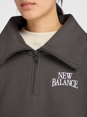 New Balance Brown Linear Heritage Fleece Half Zip - Image 5 of 7