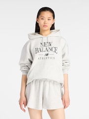 New Balance White Linear Heritage Hoodie - Image 1 of 8