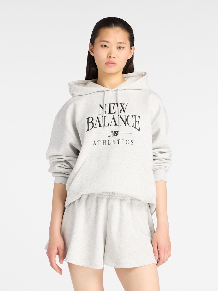 New Balance White Linear Heritage Hoodie - Image 1 of 8