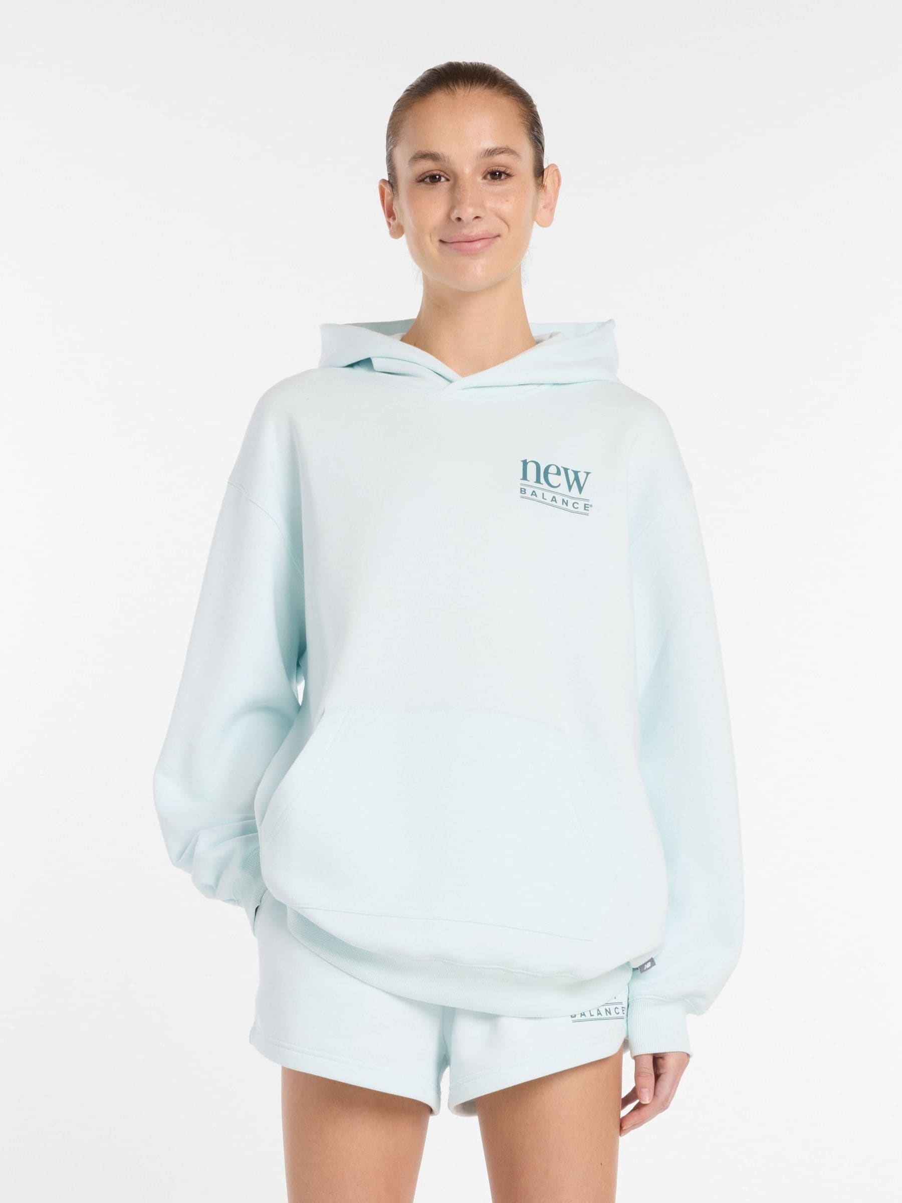 Buy New Balance Mint Green Reimagined Longline Hoodie from the