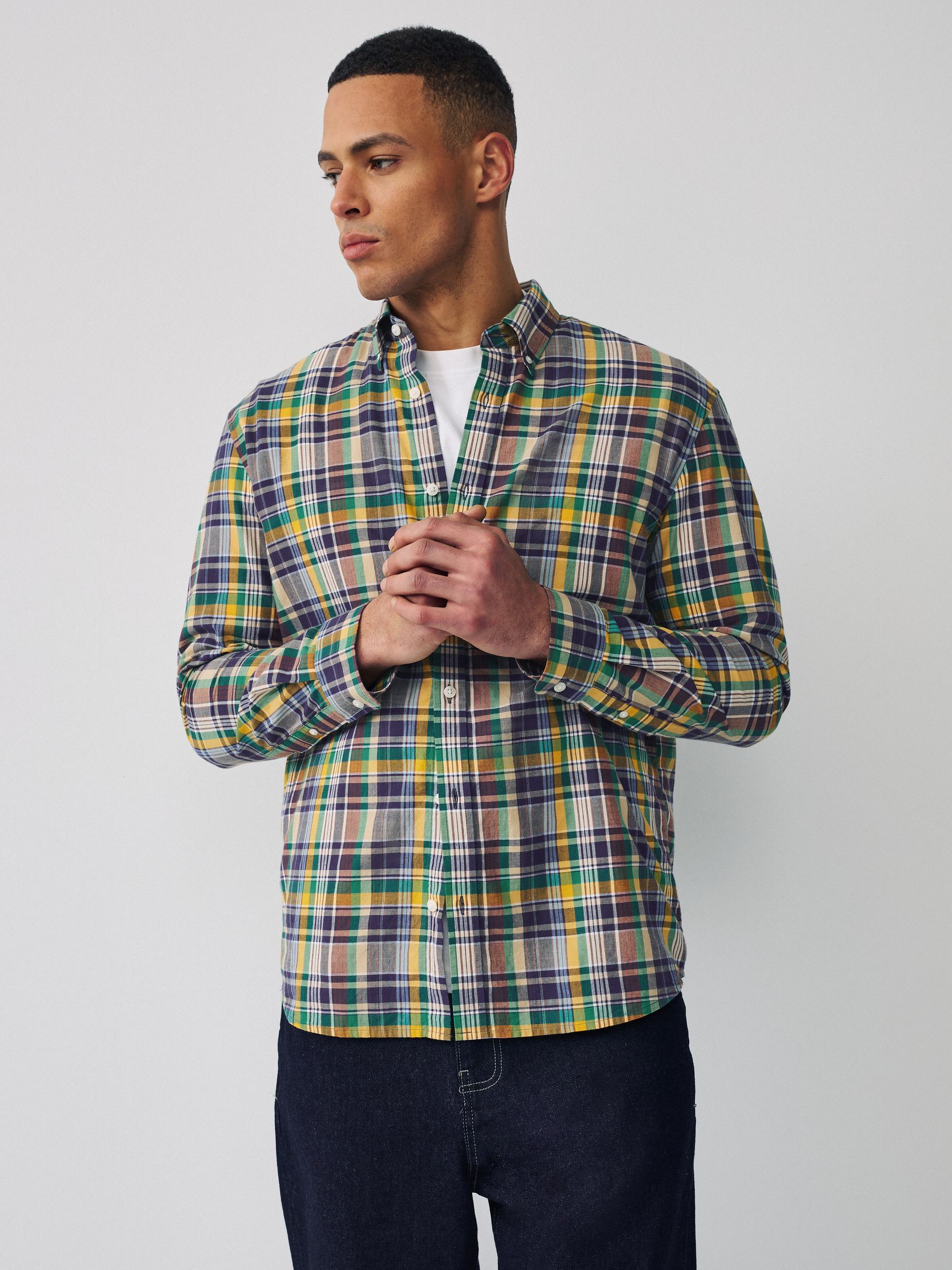 Buy Navy Madras Check Long Sleeve Shirt from Next Ireland