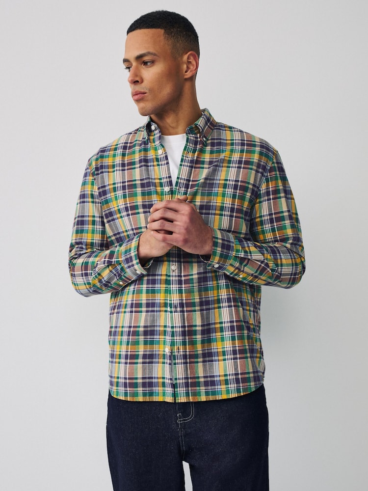 Navy Madras Check Long Sleeve Shirt - Image 1 of 6