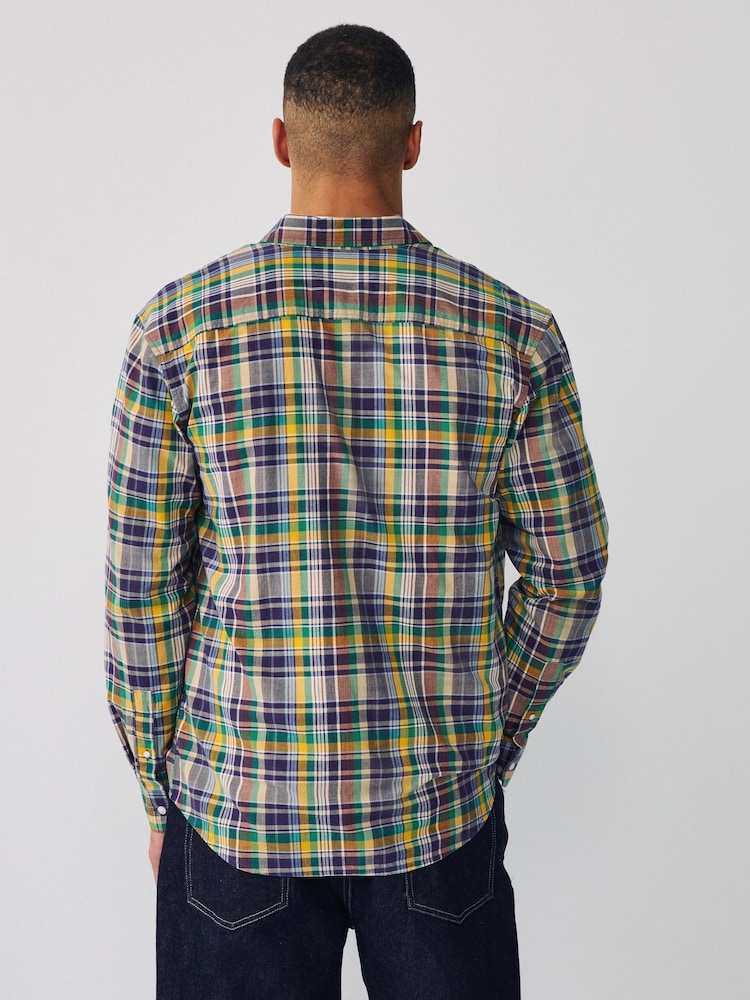 Navy Madras Check Long Sleeve Shirt - Image 2 of 6