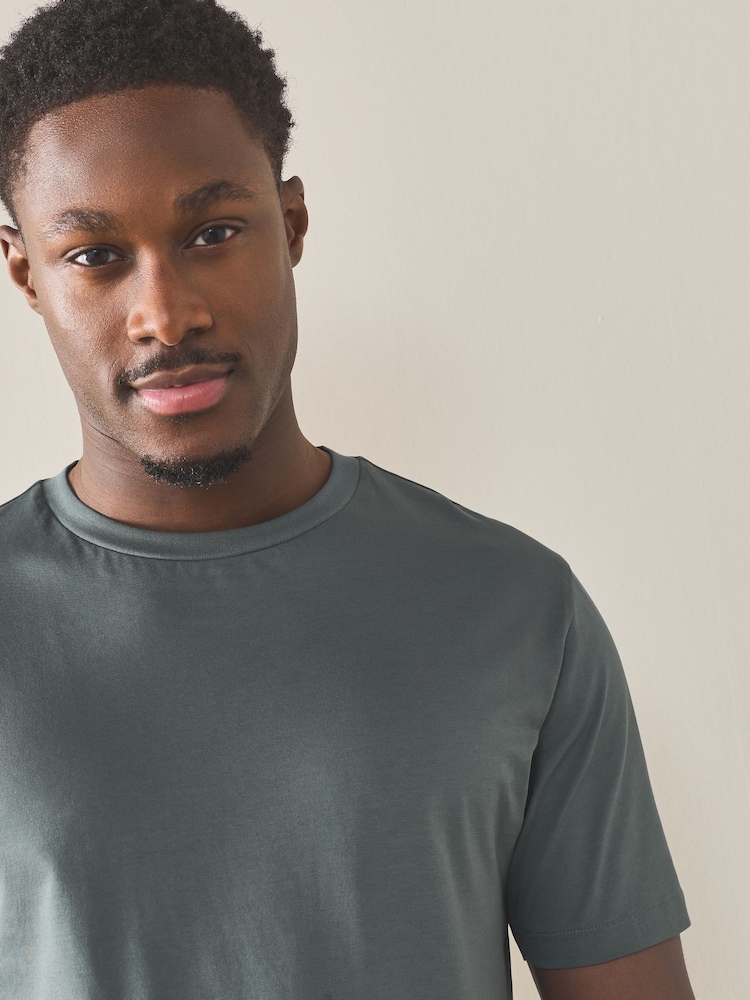 Deep Green - Slim Fit  - Signature SUPIMA ® Cotton Crew Neck футболка - 7ичинен 2 сүрөт