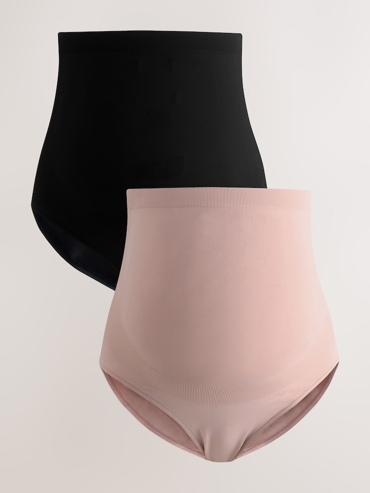 Black/Pink Full Brief Maternity Short Knickers 2 Pack - Image 1 of 10