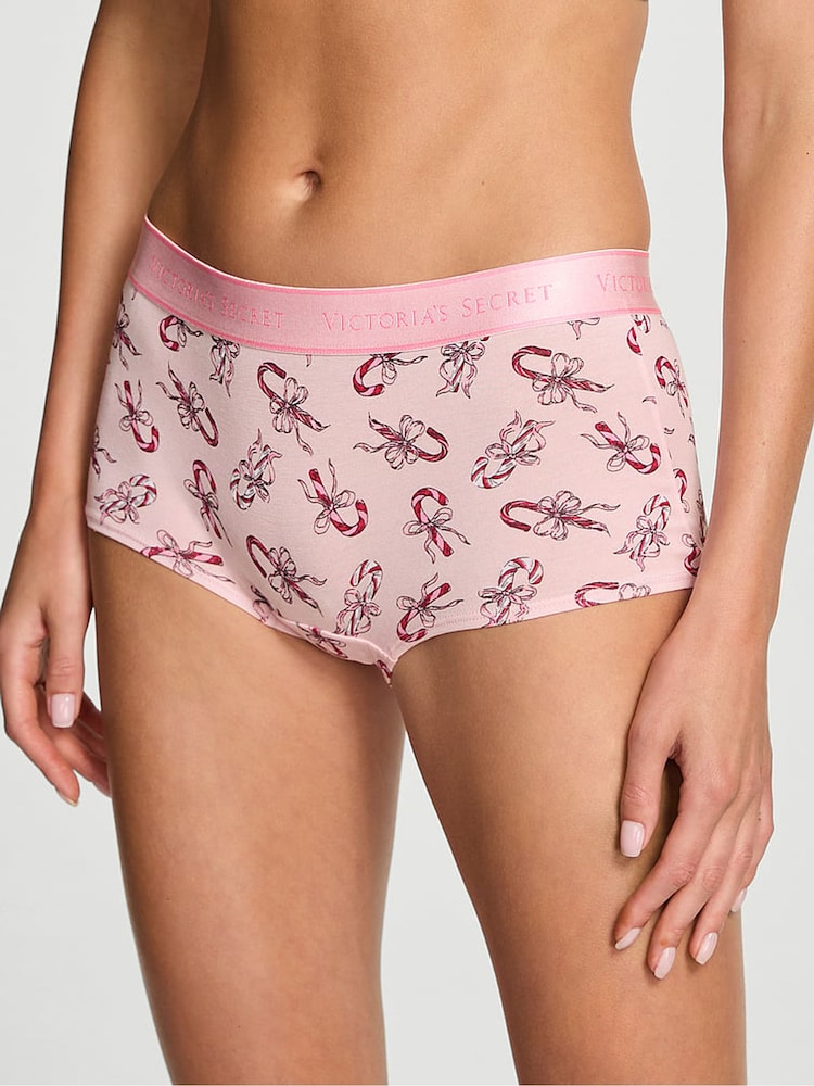 Victoria's Secret Angel Pink Candy Cane Short Logo Knickers - Image 1 of 2 Victoria's Secret Angel Pink Candy Cane Short Logo Knickers - Image 1 of 2
