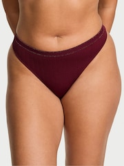Victoria's Secret Sangria Red Thong Cable Knit Knickers - Image 1 of 2