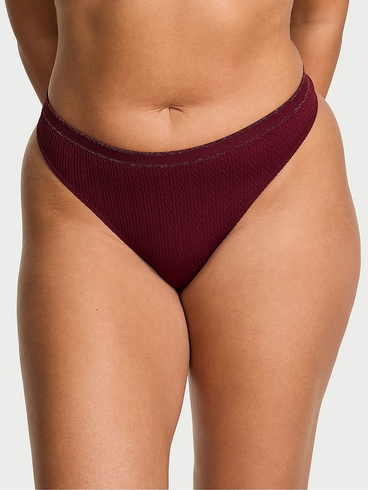 Victoria's Secret Sangria Red Thong Cable Knit Knickers - Image 1 of 2 Victoria's Secret Sangria Red Thong Cable Knit Knickers - Image 1 of 2
