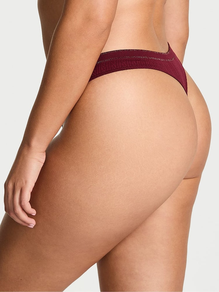 Victoria's Secret Sangria Red Thong Cable Knit Knickers - Image 2 of 2 Victoria's Secret Sangria Red Thong Cable Knit Knickers - Image 2 of 2