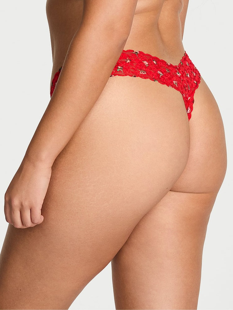 Victoria's Secret Bright Vermillion Roses Red Thong Knickers - Image 2 of 2 Victoria's Secret Bright Vermillion Roses Red Thong Knickers - Image 2 of 2