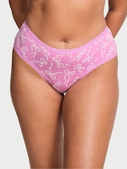 Victoria's Secret Lilac Purple Bows Cheeky Cotton Lace Trim Knickers - Image 1 of 2