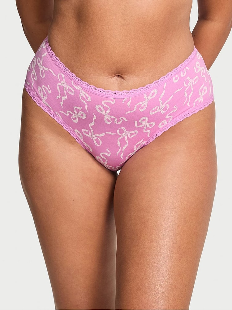Victoria's Secret Lilac Purple Bows Cheeky Cotton Lace Trim Knickers - Image 1 of 2 Victoria's Secret Lilac Purple Bows Cheeky Cotton Lace Trim Knickers - Image 1 of 2