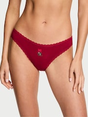 Victoria's Secret Red Christmas Mistletoe Bikini Cotton Lace Trim Knickers - Image 1 of 2