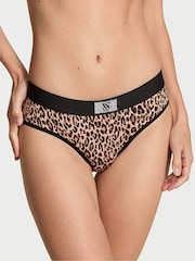Victoria's Secret Natural Leopard Black Hipster Logo Shine Patch Knickers - Image 1 of 2
