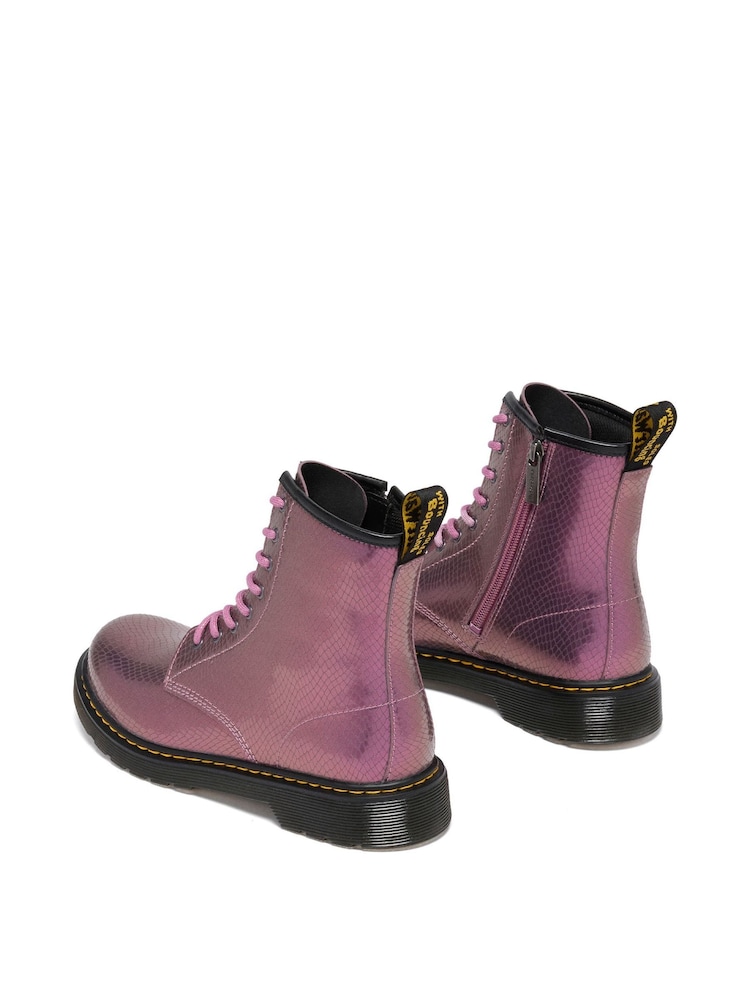 Dr. Martens Pink 1460 Y Copper Reptile Emboss Shoes - Image 2 of 4 Dr. Martens Pink 1460 Y Copper Reptile Emboss Shoes - Image 2 of 4