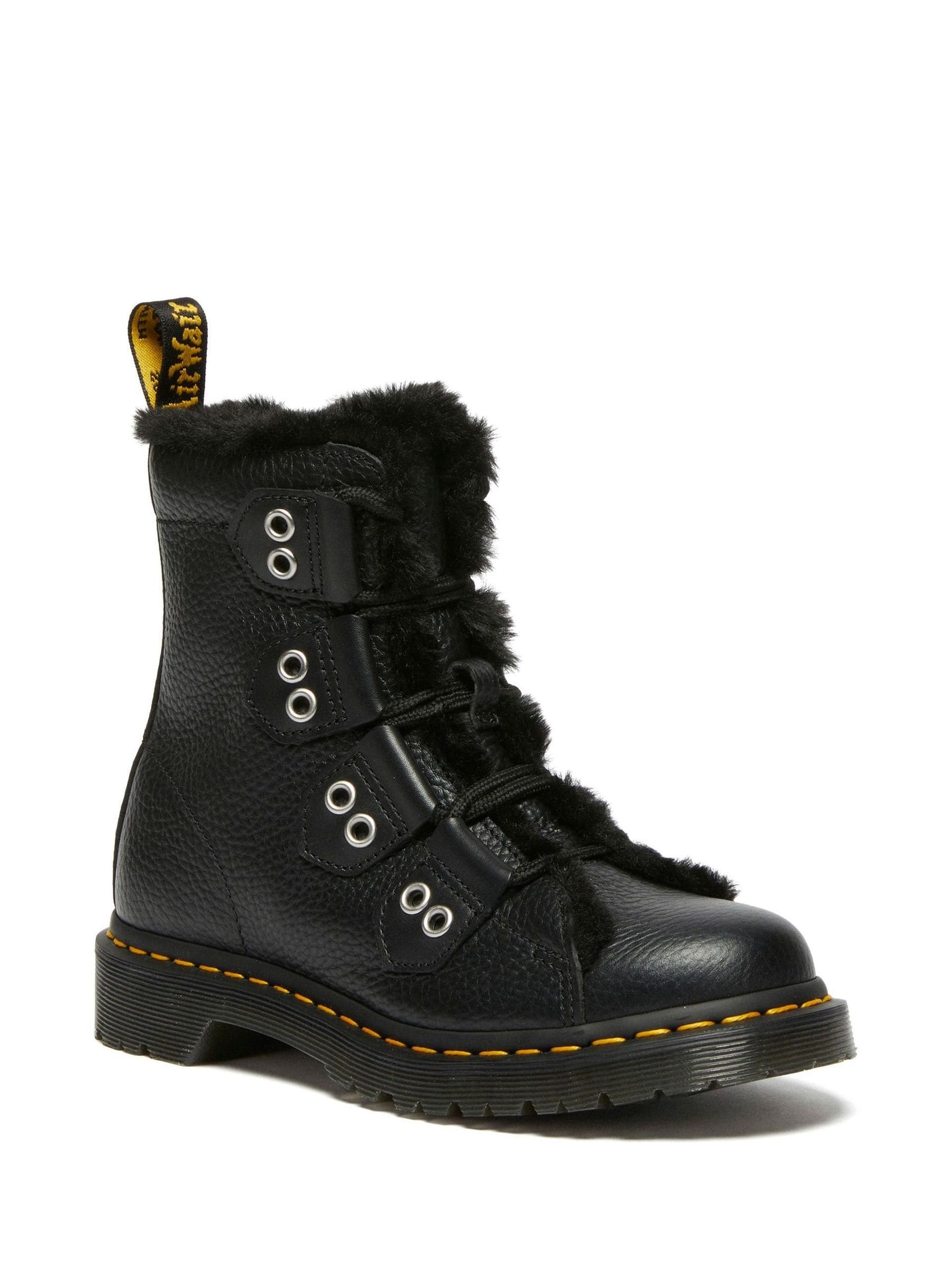 Buy Dr. Martens Black Fur 1460 Ltt Fl Milled Nappa+Wanama+Milo Fur