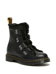 Dr. Martens Black 1460 Ltt Fl Milled Nappa+Wanama+Milo Fur Shoes - Image 1 of 4