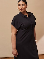 Live Unlimited Black Polo Collar Jersey Midi Dress - Image 3 of 3