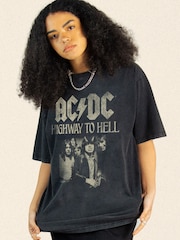 Supacult Black ACDC Highway To Hell Music T-Shirt - Image 1 of 3